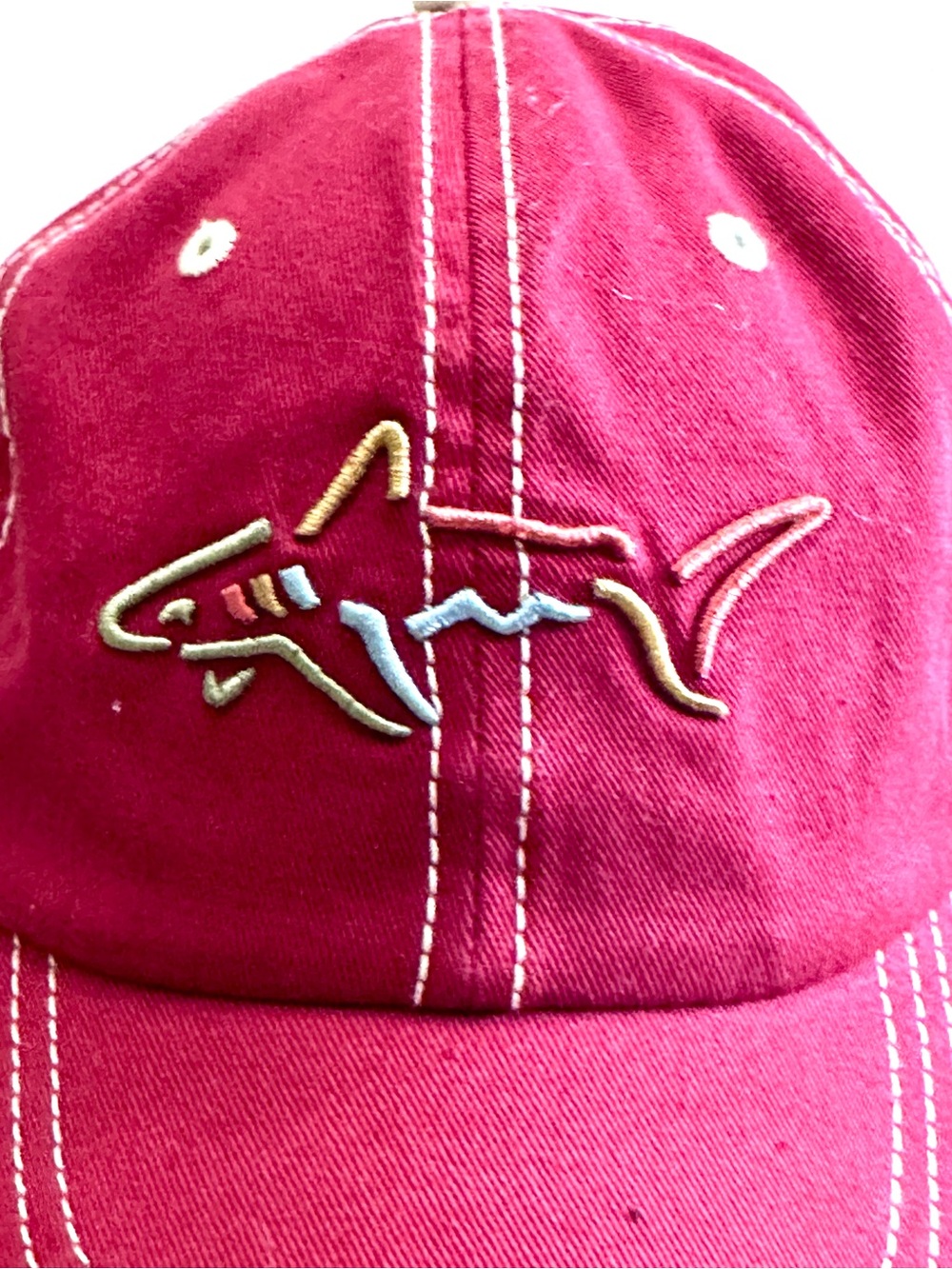 Greg Norman Collection Maroon Baseball Cap with Multicolor Shark Logo